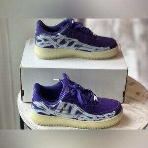 Nike Air Force 1 Purple Skeleton size 4 Halloween Sneakers